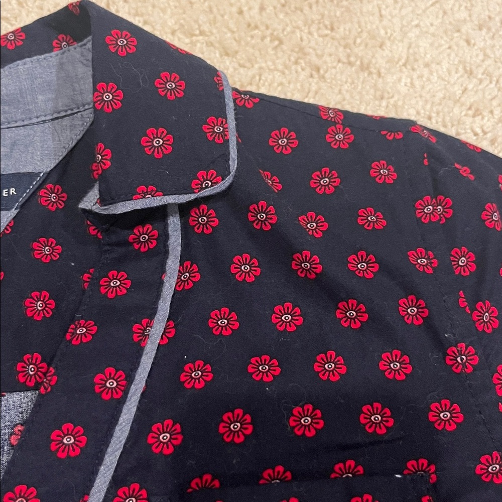 Tommy Hilfiger Navy Blouse with Red Flowers